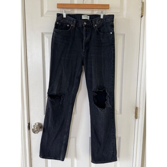 AGOLDE Lana Mid Rise Straight Leg Jeans Black Denim Womens Size 29 - Picture 3 of 16